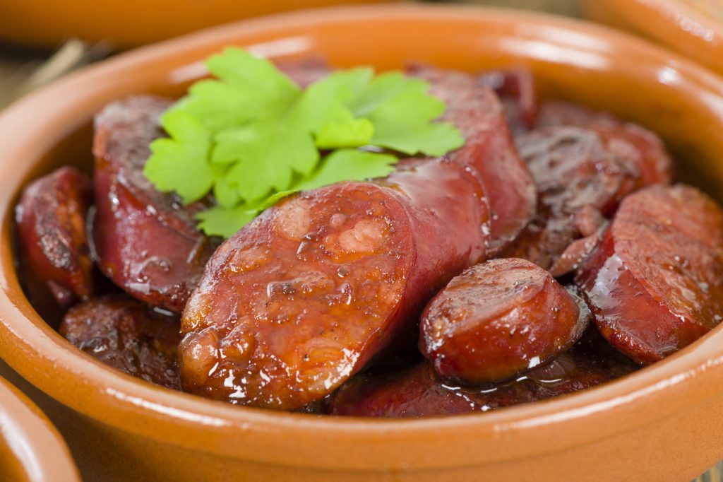 chorizo in red wine; tapas