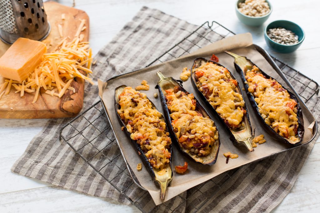 Dubliner Stuffed Aubergine Recipe, Dubliner Cheese, Vegetarian recipe, i Love Cooking