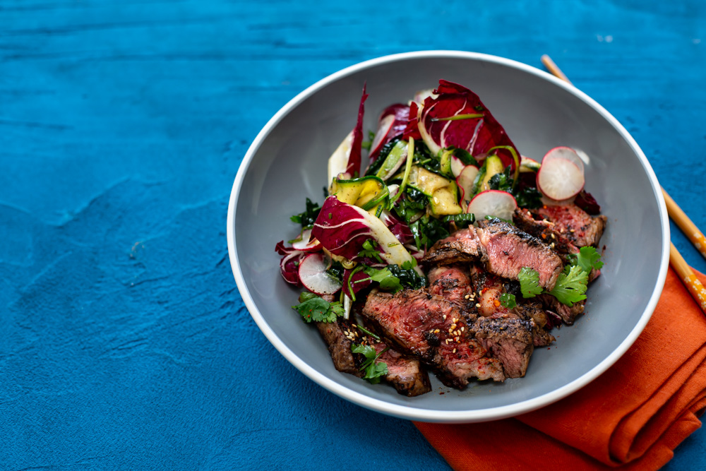 Black Garlic Rib Eye Steak and Salad, Kwanghi Chan, I Love Cooking Ireland