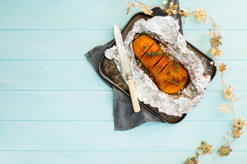 Hasselback Butternut Squash, vegan main dish recipe, vegan mains, vegan, vegetarian