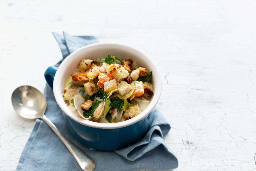 Niall Sabongi Seafood Chowder, Fish recipes, quick and easy chowder, I Love Cooking Ireland