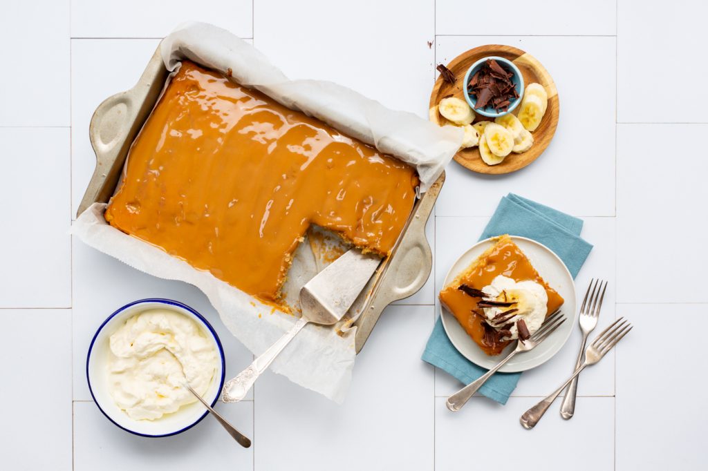 Banoffee Traybake, traybake recipes, banana recipes, i love cooking traybakes