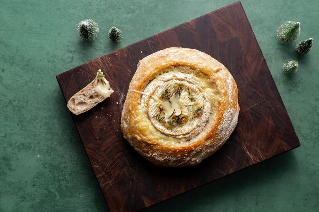 Sourdough baked brie with rosemary and garlic, Patrick Ryan, sourdough recipe, festive sourdough, i love cooking sourdough