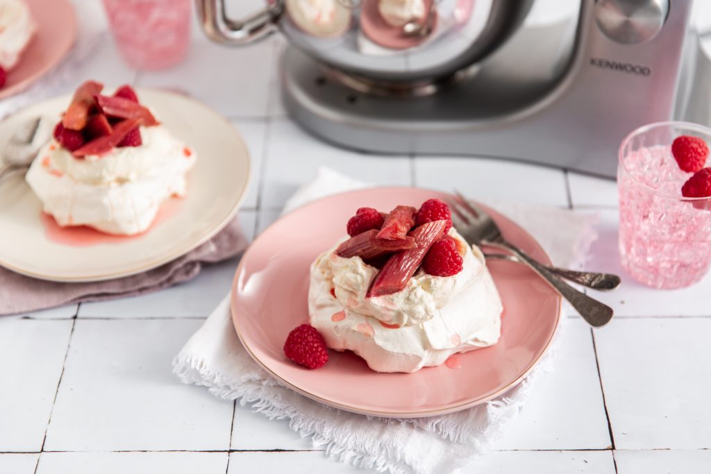 Rhubarb & Raspberry Mini Pavlovas