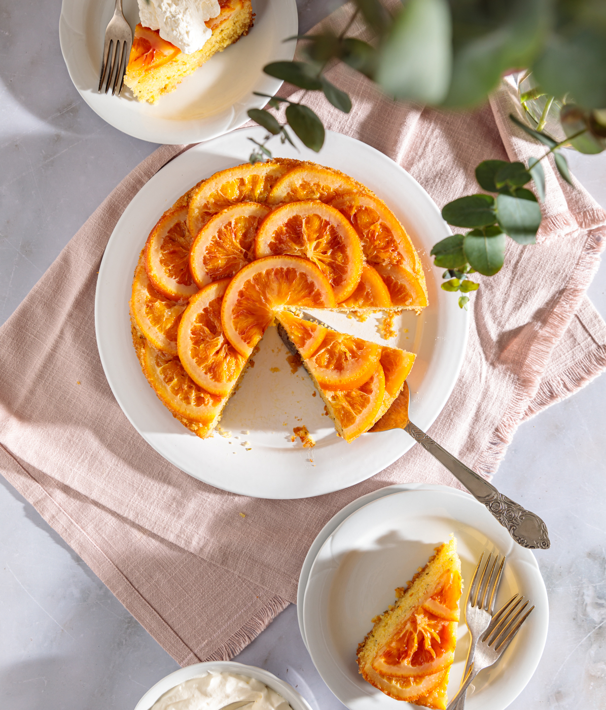 Upside Down Orange Polenta Cake
