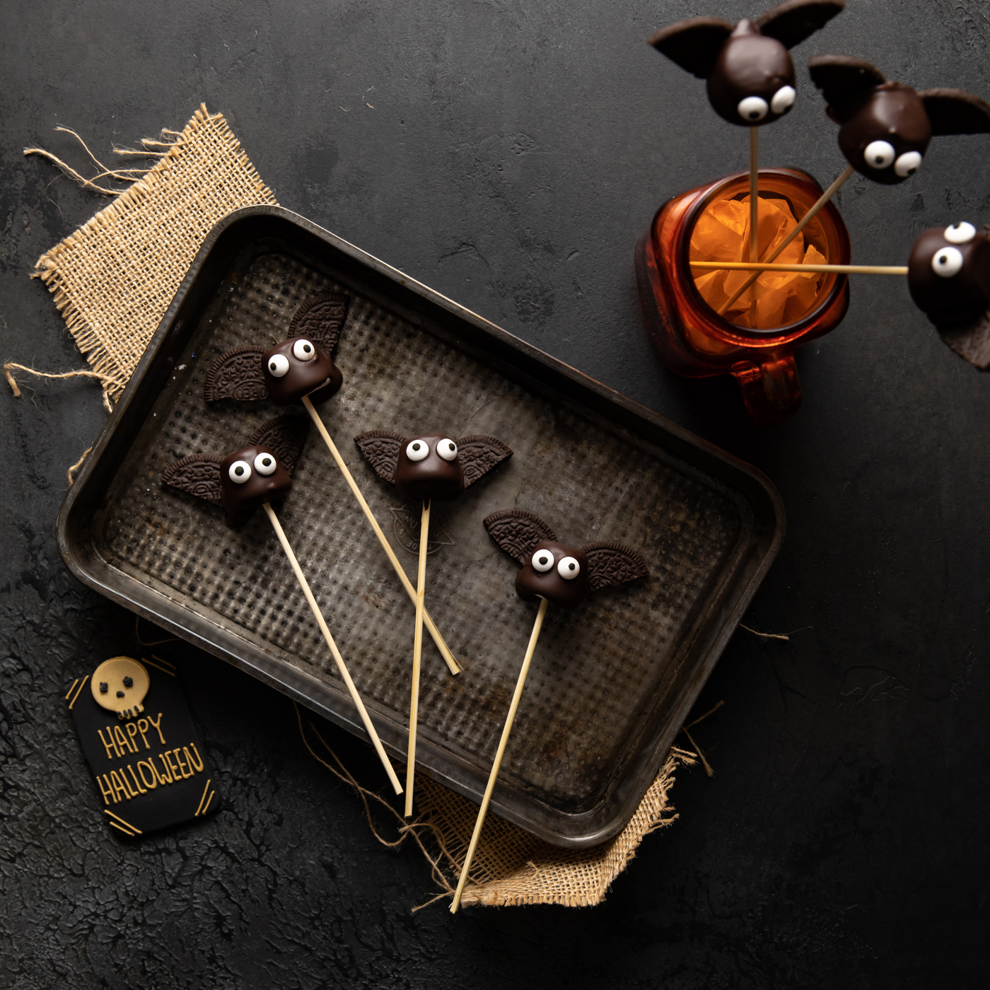 Halloween Marshmallow Oreo Bats