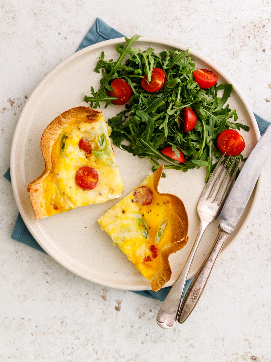 Tomato, Onion & Cheese Baked Egg Tortilla