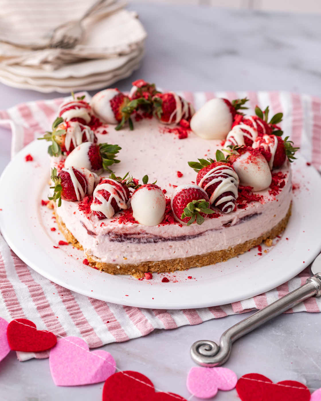 Love Heart Strawberry Cheesecake