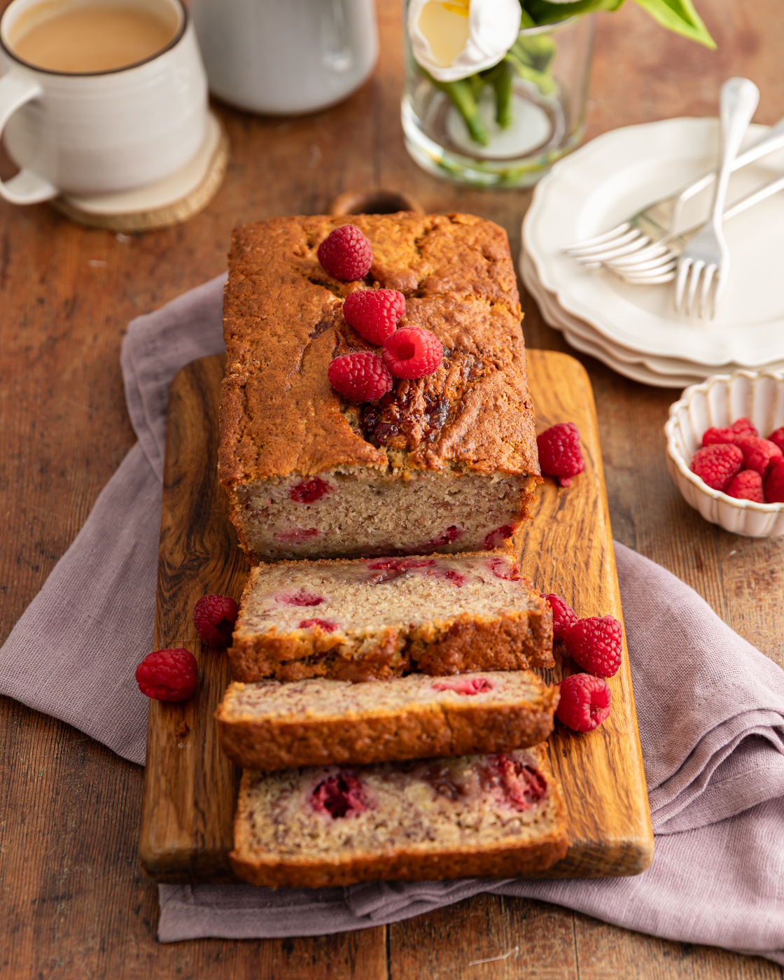 Raspberry Ripple Banana Bread