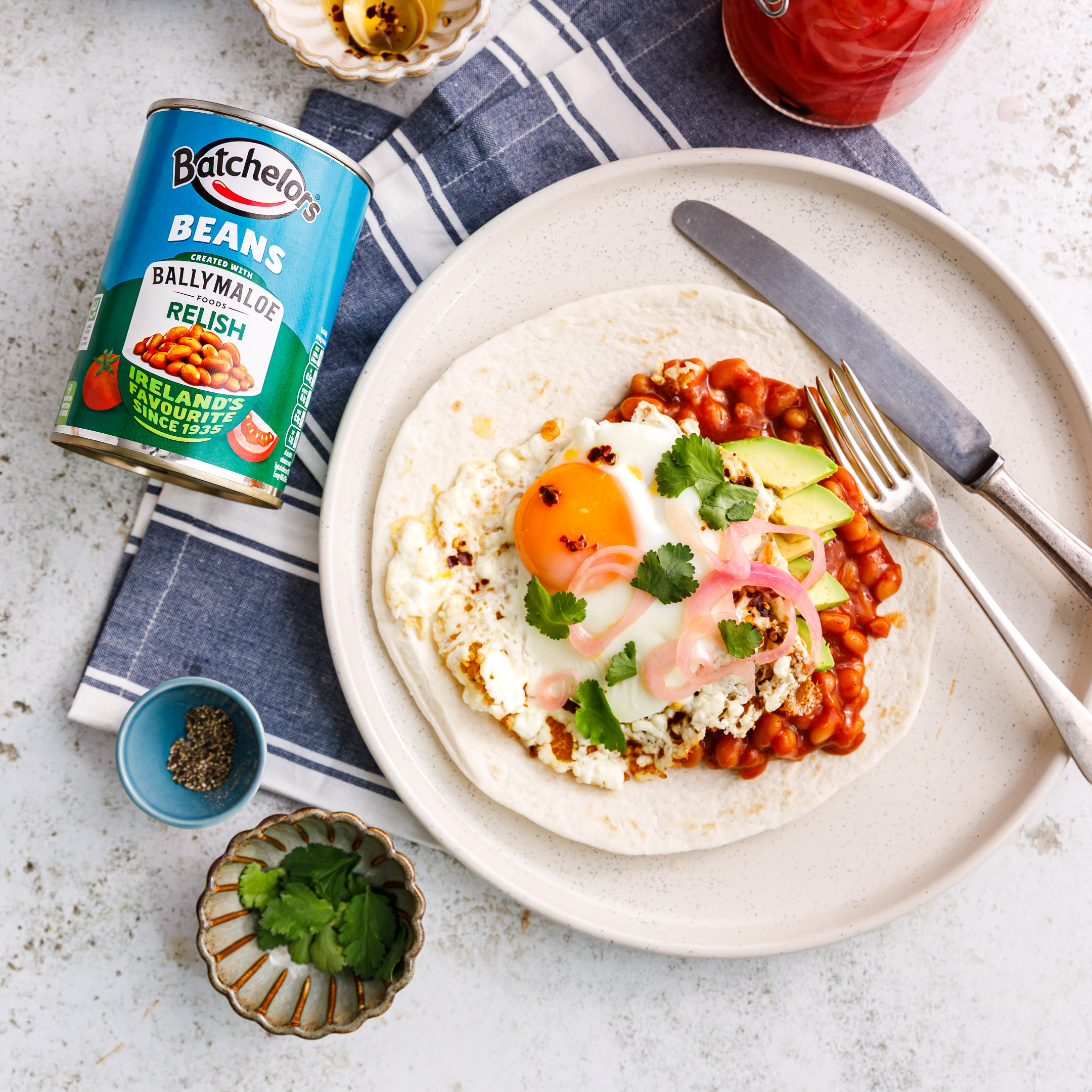 Feta Eggs & Beans Open Taco